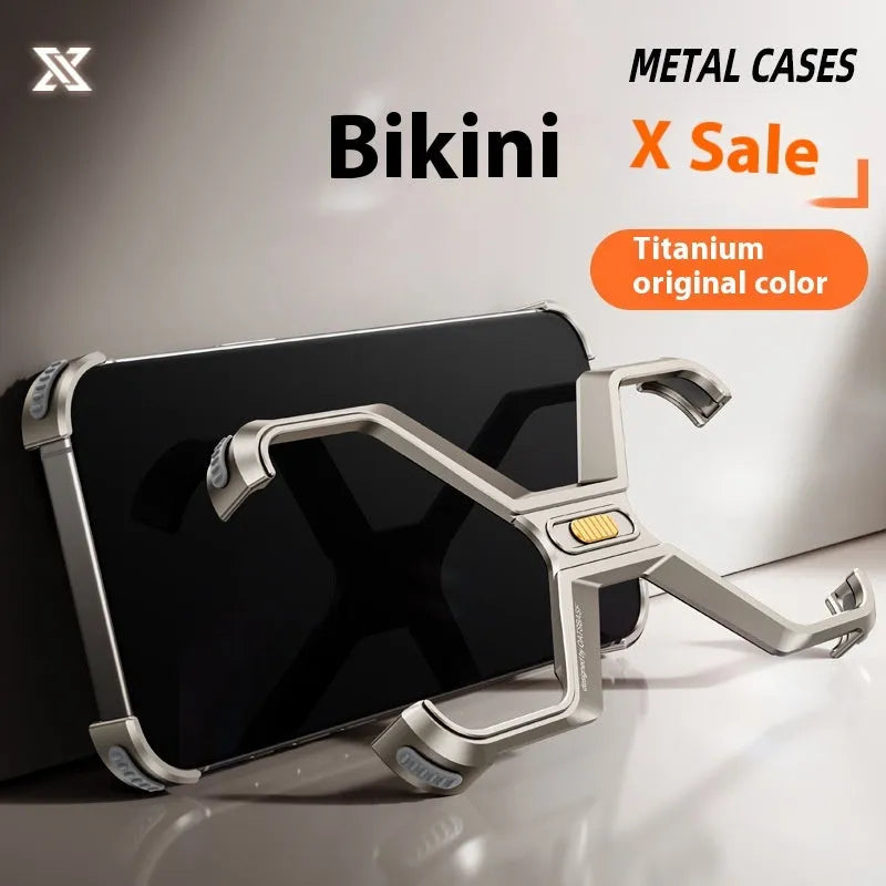 Aluminium alloy hollow frameless protective sleeve for iPhone 16 Pro Max, frosted Titanium Black finish
