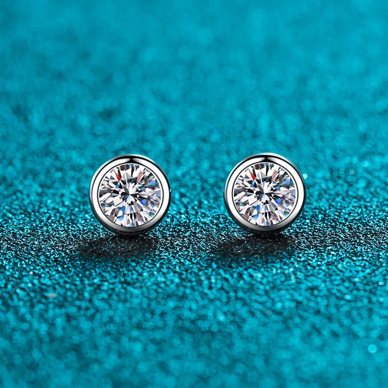 925 sterling silver Pt950 gold plated earrings with choice of moissanite or zircon stones