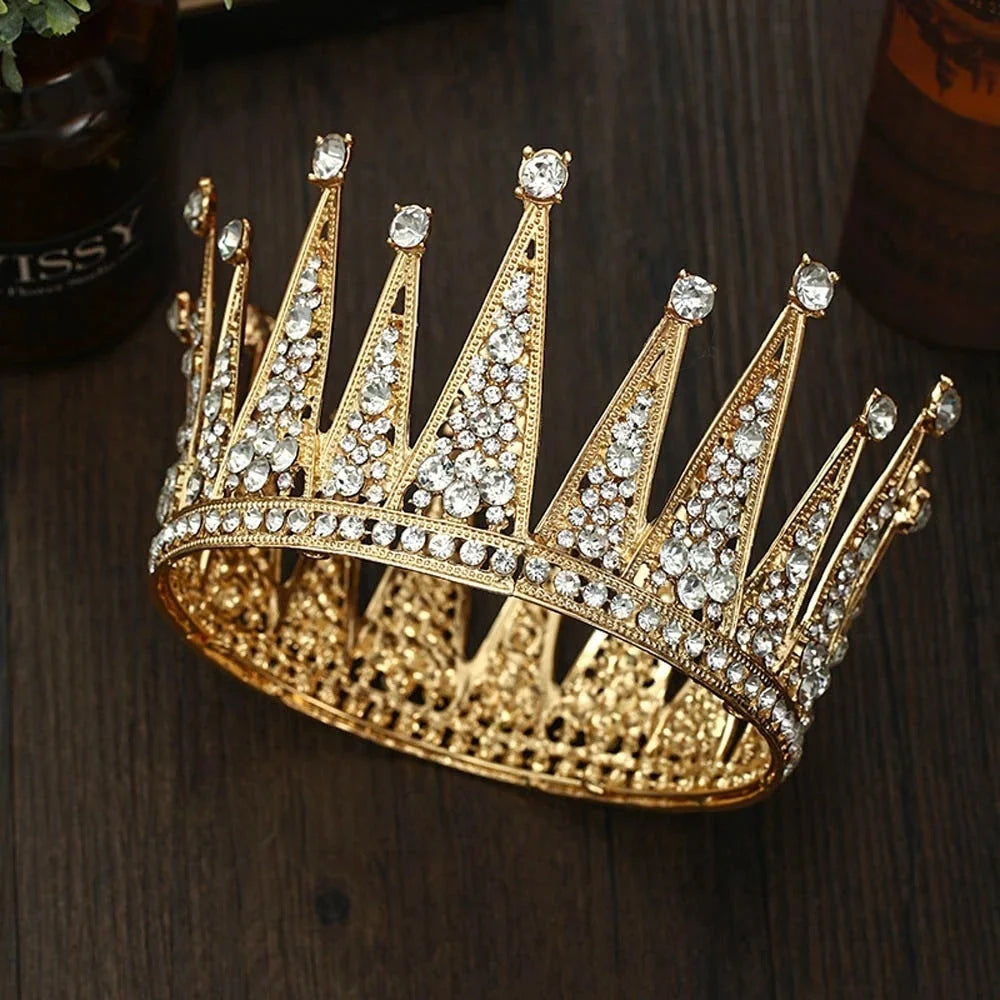 Alloy hollow diamond crown bridal hair accessory in gold and silver