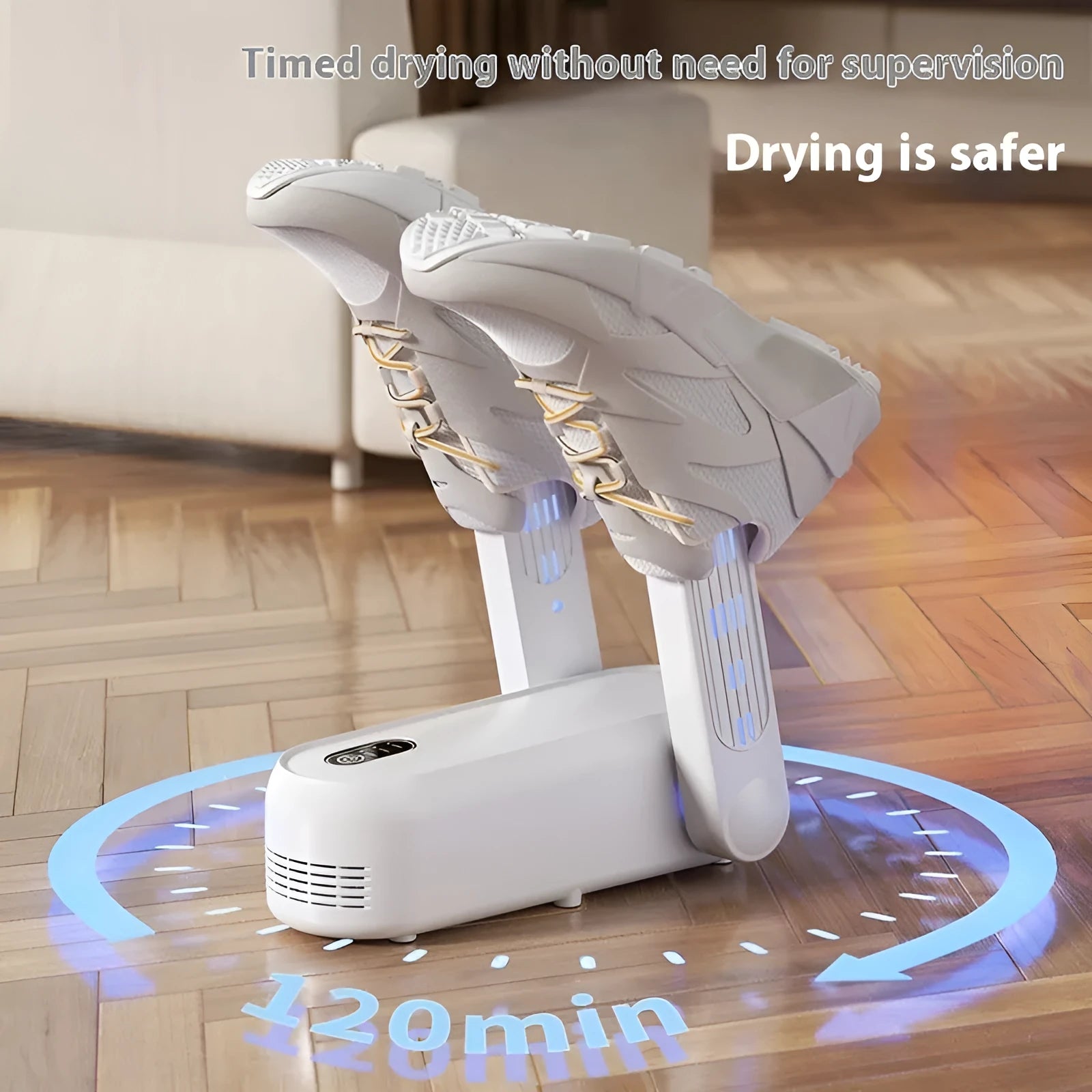 D4 black automatic shoe dryer with timer display and electrical controls
