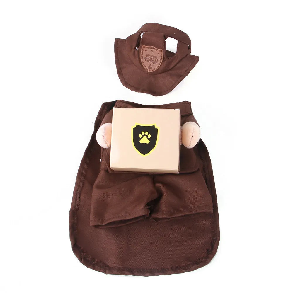 Coffee brown polyester pet t-shirt for small dogs and cats on hanger