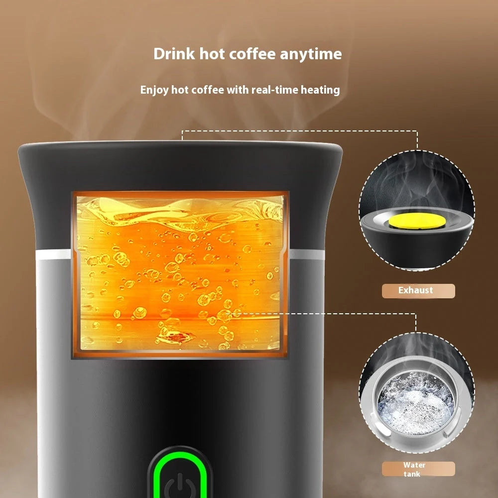 Portable 3-in-1 espresso maker with electric grinder and capsule compatibility in various colours