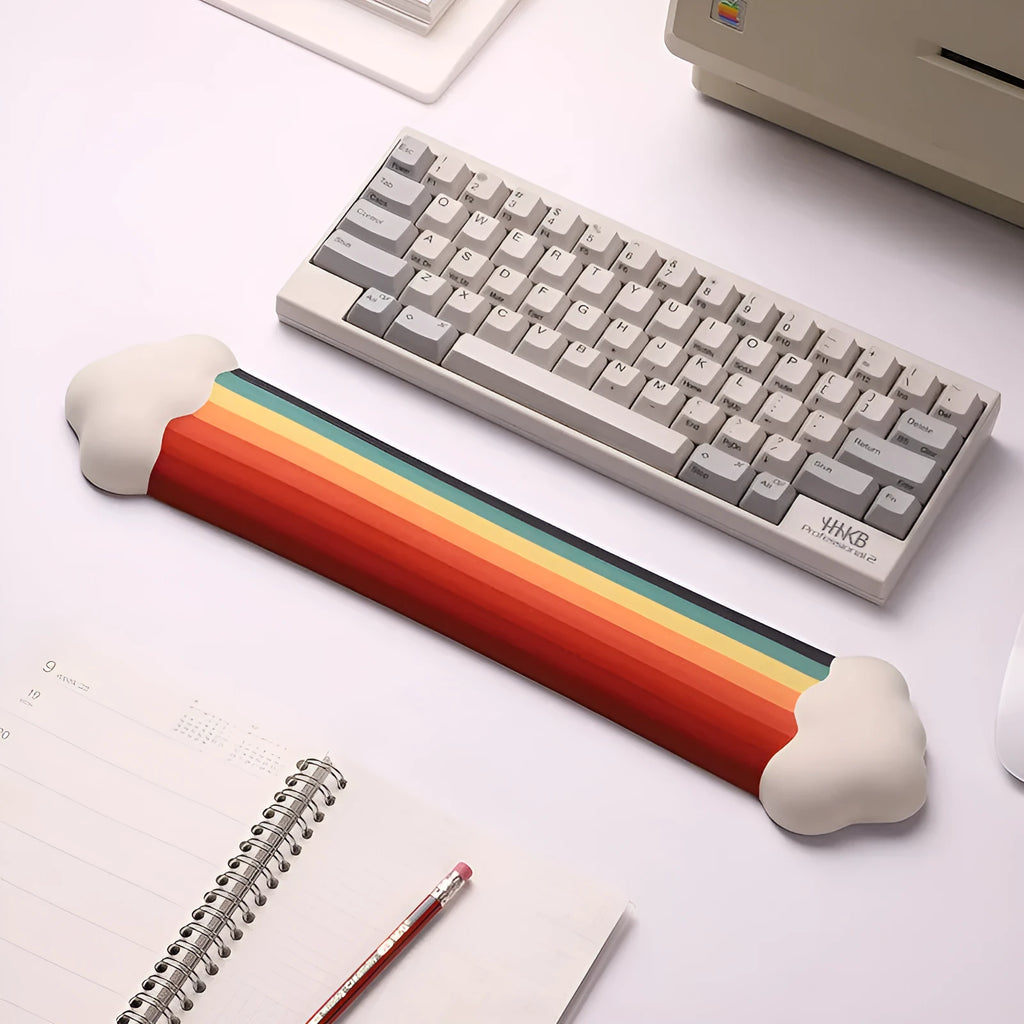 Cloud pattern silicone wrister mouse pad and keyboard support set in white, black, grey, or red designs