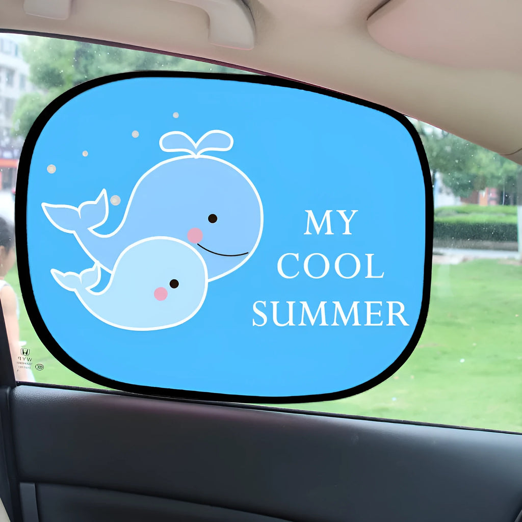 Electrostatic adsorption nylon mesh car side window sunshade shown in one of four available size pairs.