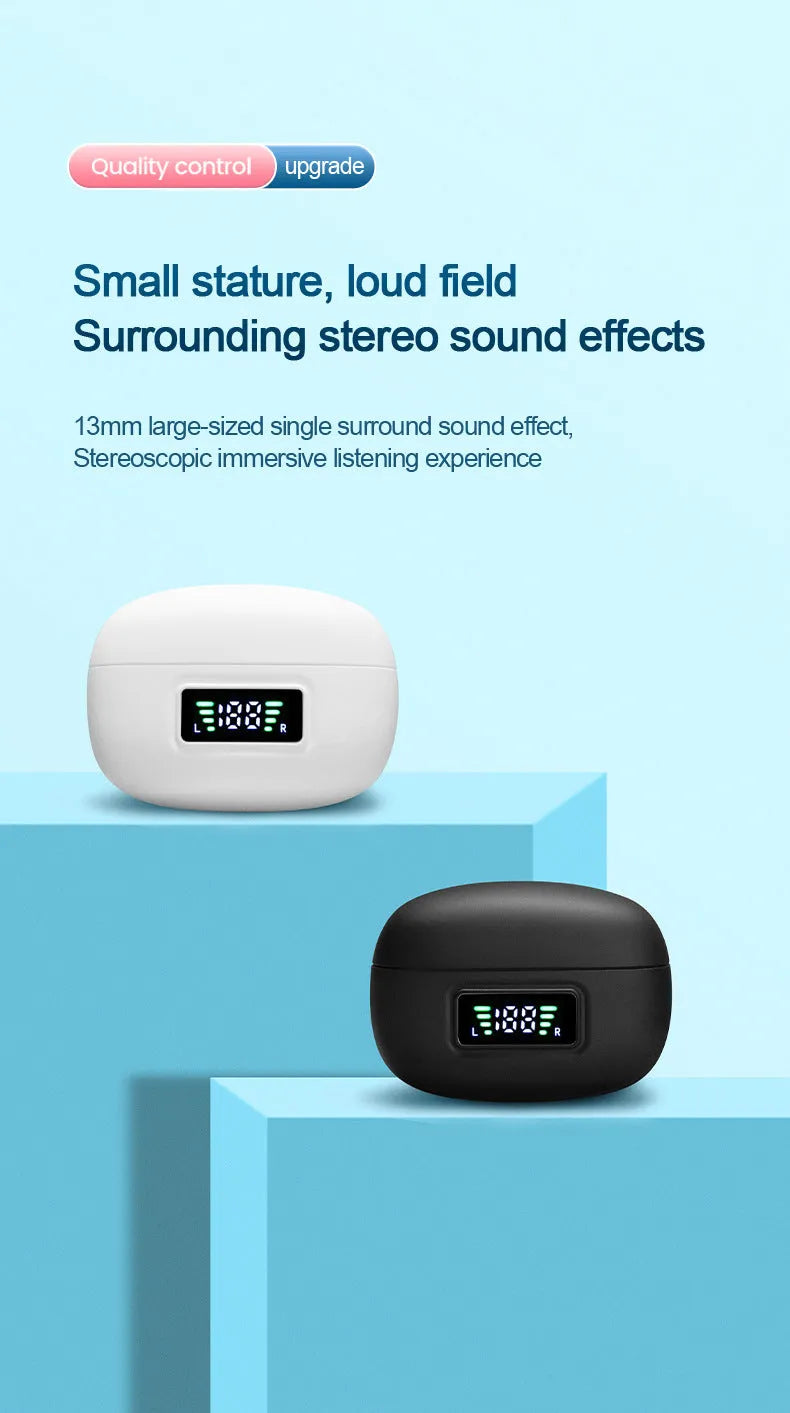 G80 wireless Bluetooth in-ear headset with digital display, white colour, plastic earbud design