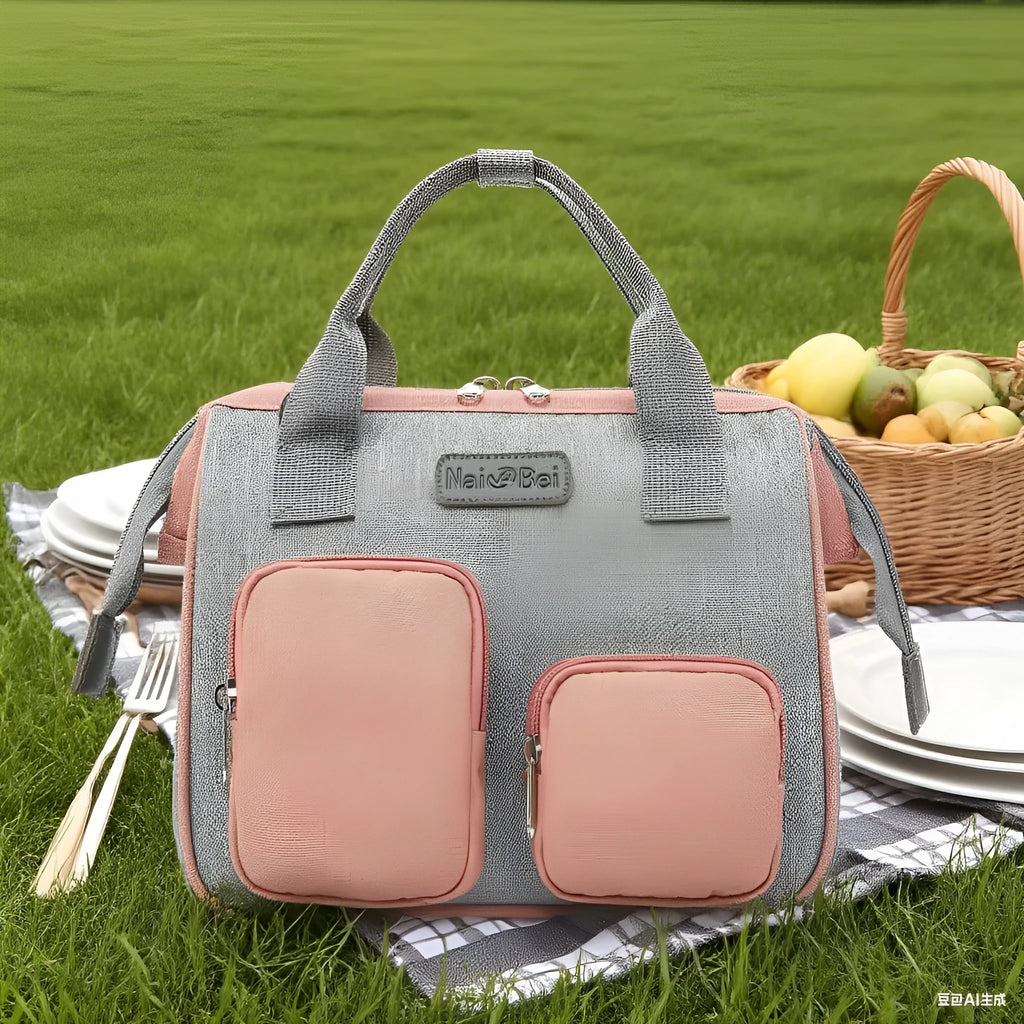 Women's waterproof Oxford cloth handbag with organisational pockets in grey colour option