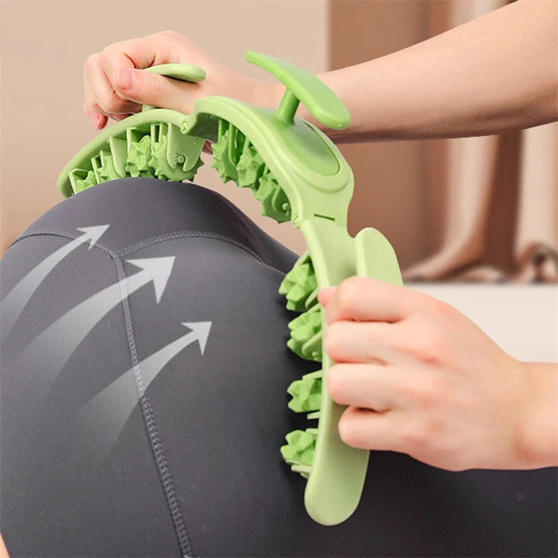 Multifunctional manual massager roller with 11 wheels for whole body relief