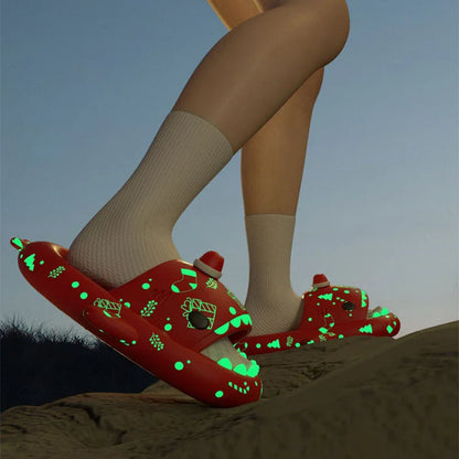 Luminous Shark Slippers - Cozy, Non-Slip House Shoes for Couples in Black, Red, Green, and Purple Colors