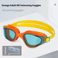 One-piece silicone large frame swimming goggles for adults in a colour option, front view