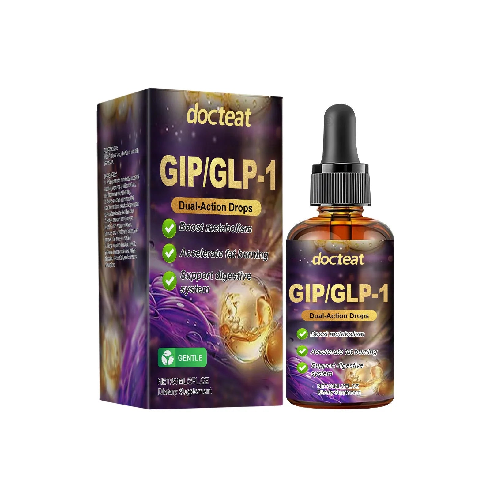 60ml glass bottle of balance relief liquid supplement drops with dropper