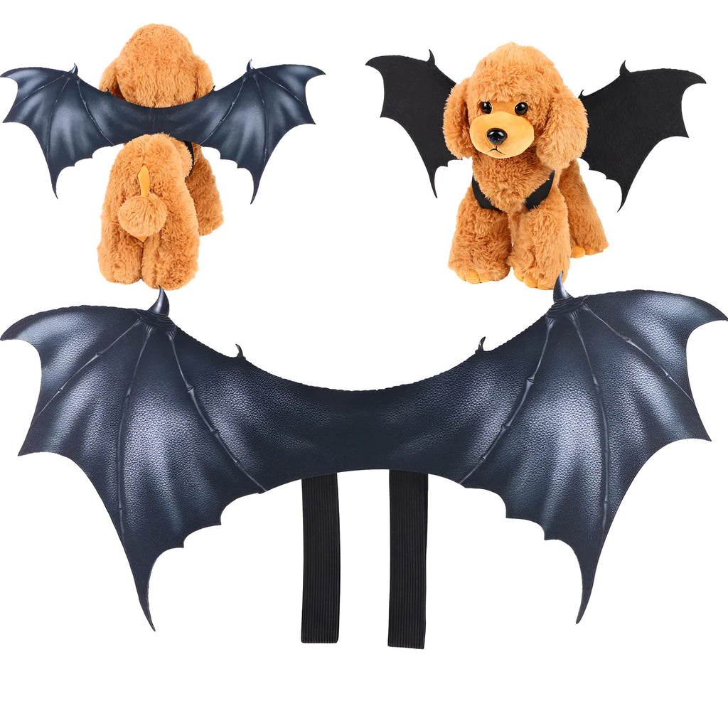 Black cloth bat wings Halloween costume for a cat or dog on a mannequin