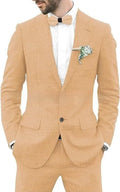 Men's slim fit two-piece suit in hemp blend fabric for weddings and parties in multiple colour options
