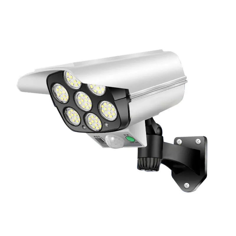 Solar-powered waterproof LED induction monitor lamp for outdoor wall and courtyard security lighting.