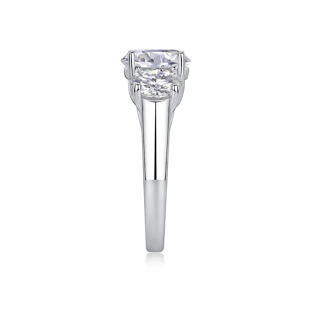 Three Lives Of Fortune wedding ring set with 3-carat moissanite in S925 silver platinum-plated on a white background