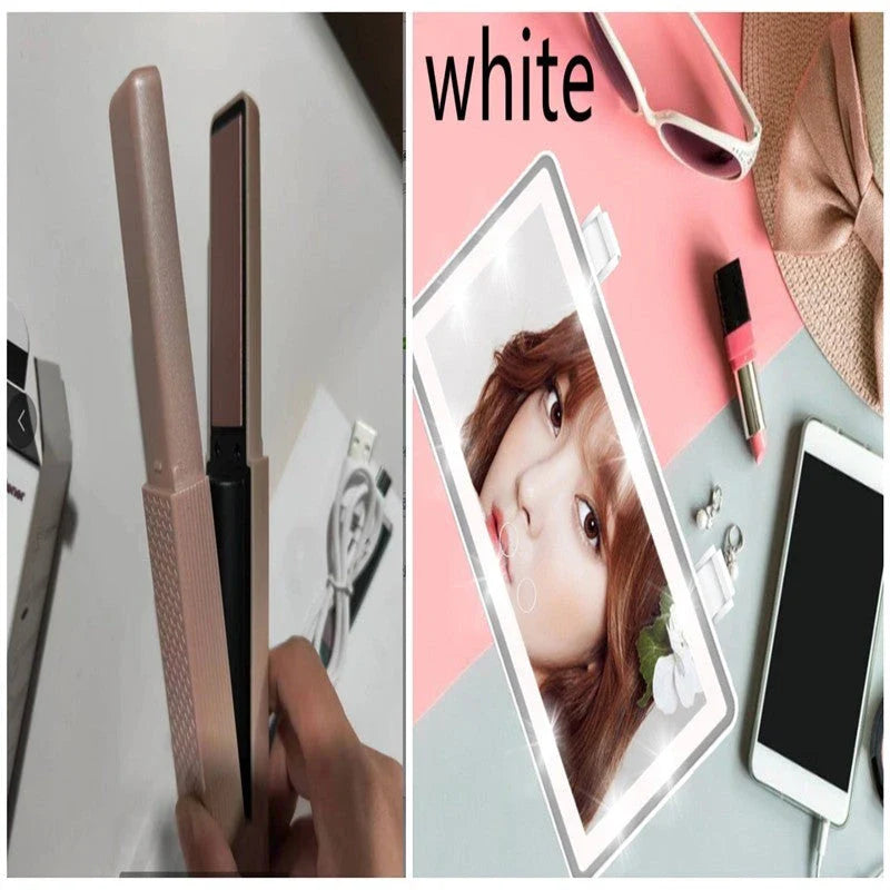 Cordless ceramic hair straightener with adjustable temperature settings and 3D floating plates for smooth, frizz-free styling on the go