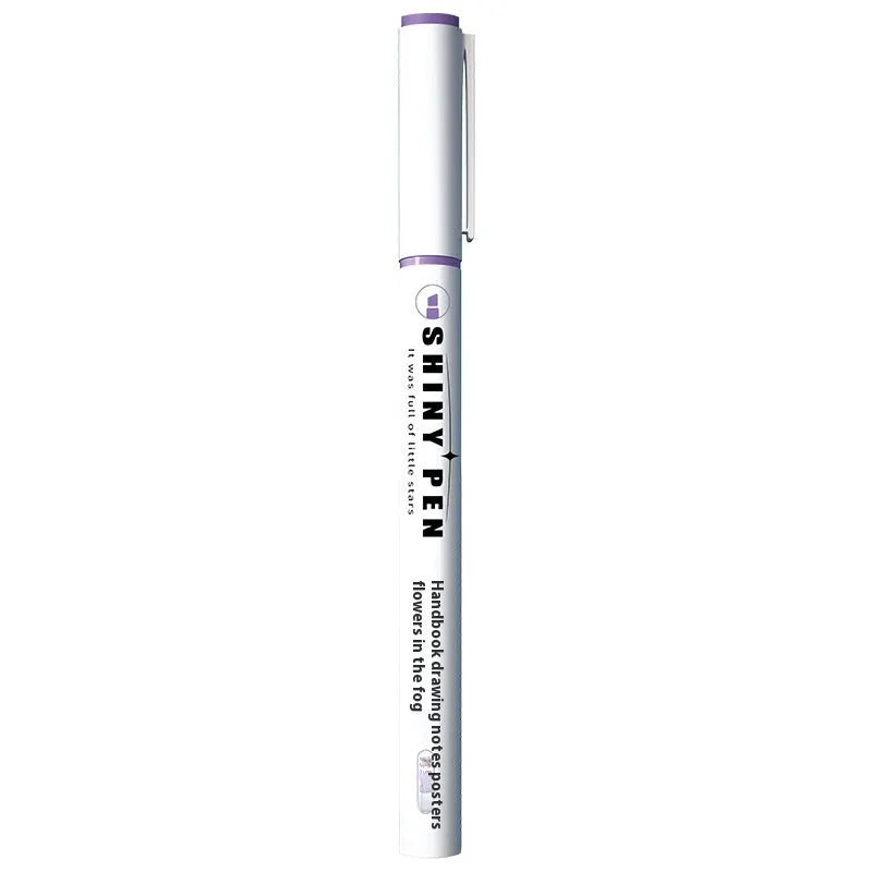 Star River glitter fluorescent highlighter pen set showing six glitter ink colours and slanted nibs