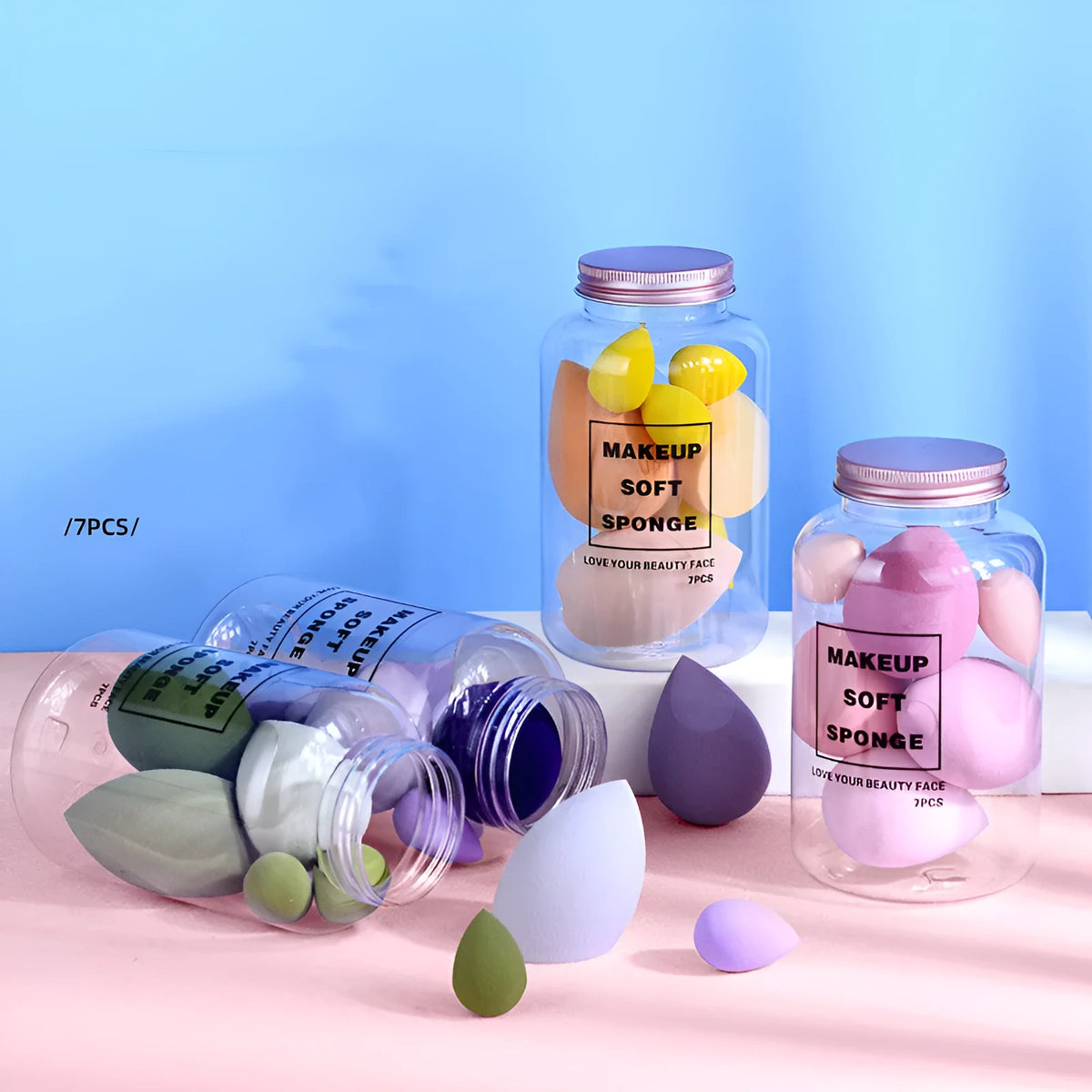 Drift Bottle Boxed Beauty Egg 7 cans powder free water soft hydrophilic non latex makeup sponge in four colours