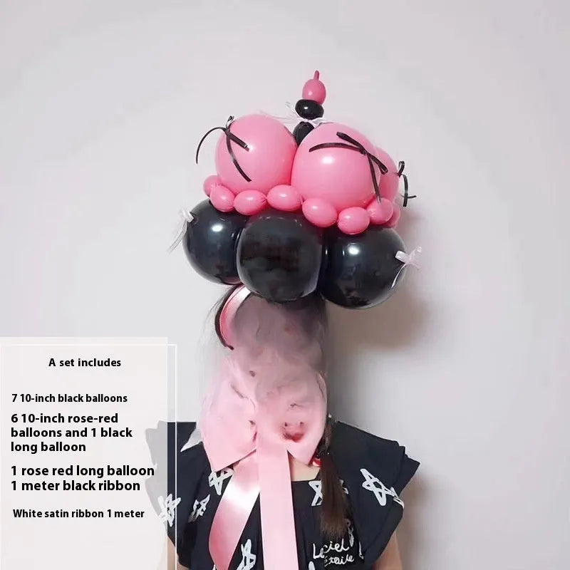Finished round balloon bouquet cake decoration set for parties and celebrations