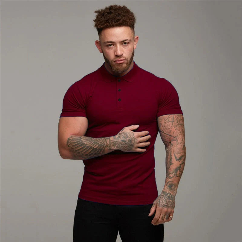 Men's slim fit cotton polo shirt for summer sports in various colours