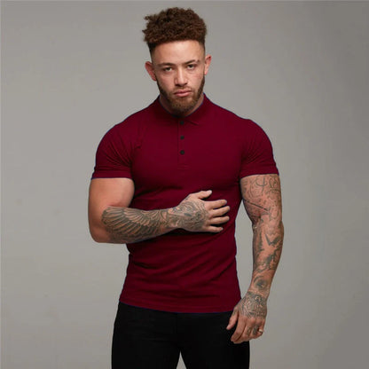 Men's slim fit cotton polo shirt for summer sports in various colours