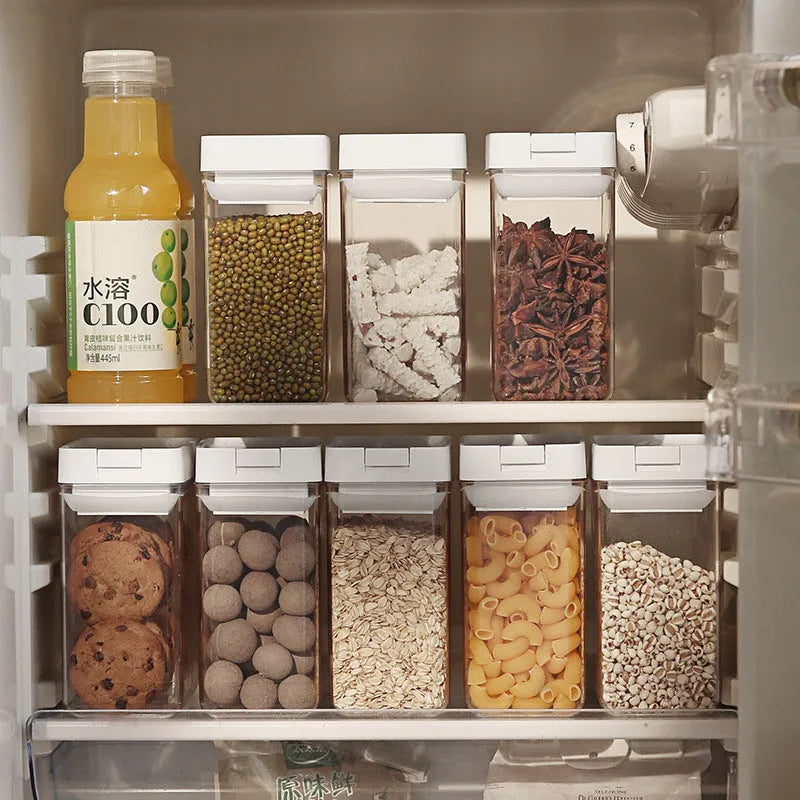 White transparent plastic grain storage container with Japanese-style lid, 400ml capacity