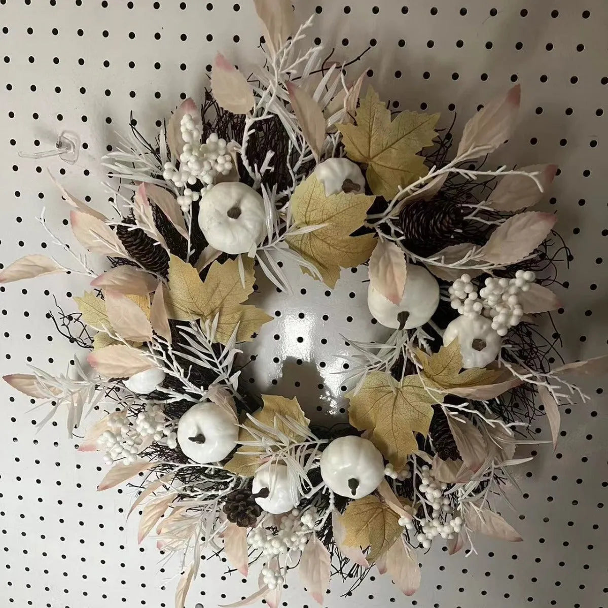 50cm light luxury pumpkin artificial wreath on a door, semi-mechanical half-handmade construction