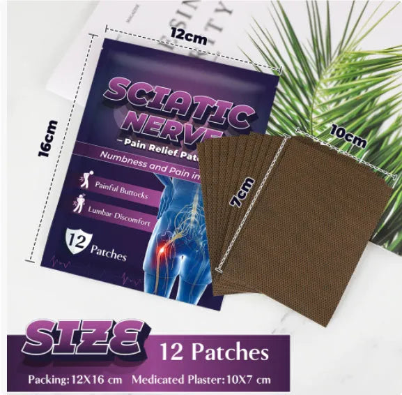 Bag of 12 sciatic nerve acupoint plaster patches for back, hip, and leg nerve support