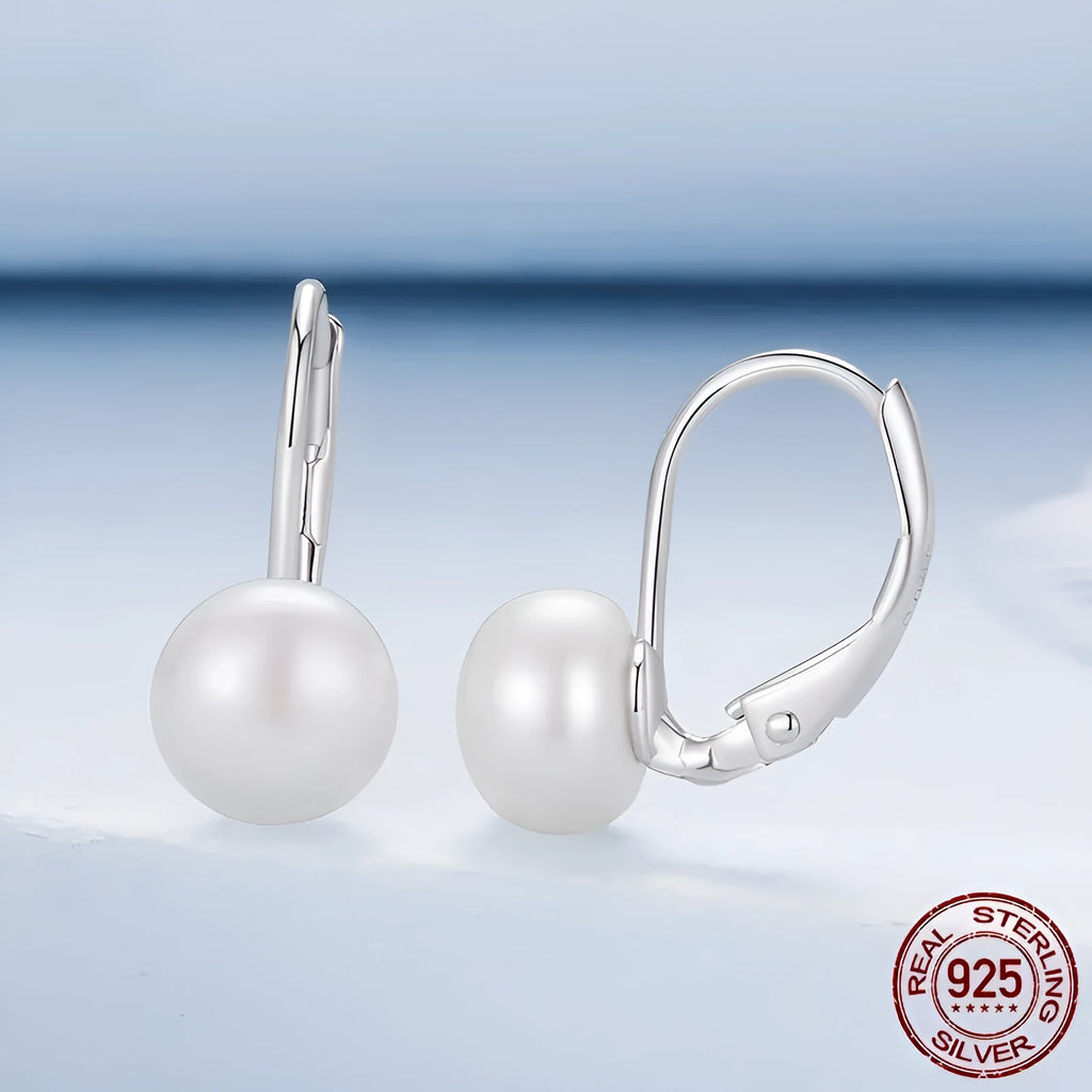 Pair of romantic pearl earrings made from S925 sterling silver with electroplated finish, BSE1214 colour