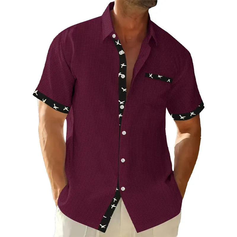 Men's loose casual floral print t-shirt cardigan in light gray, polyester fibre, S to 3XL sizes, leisure wear