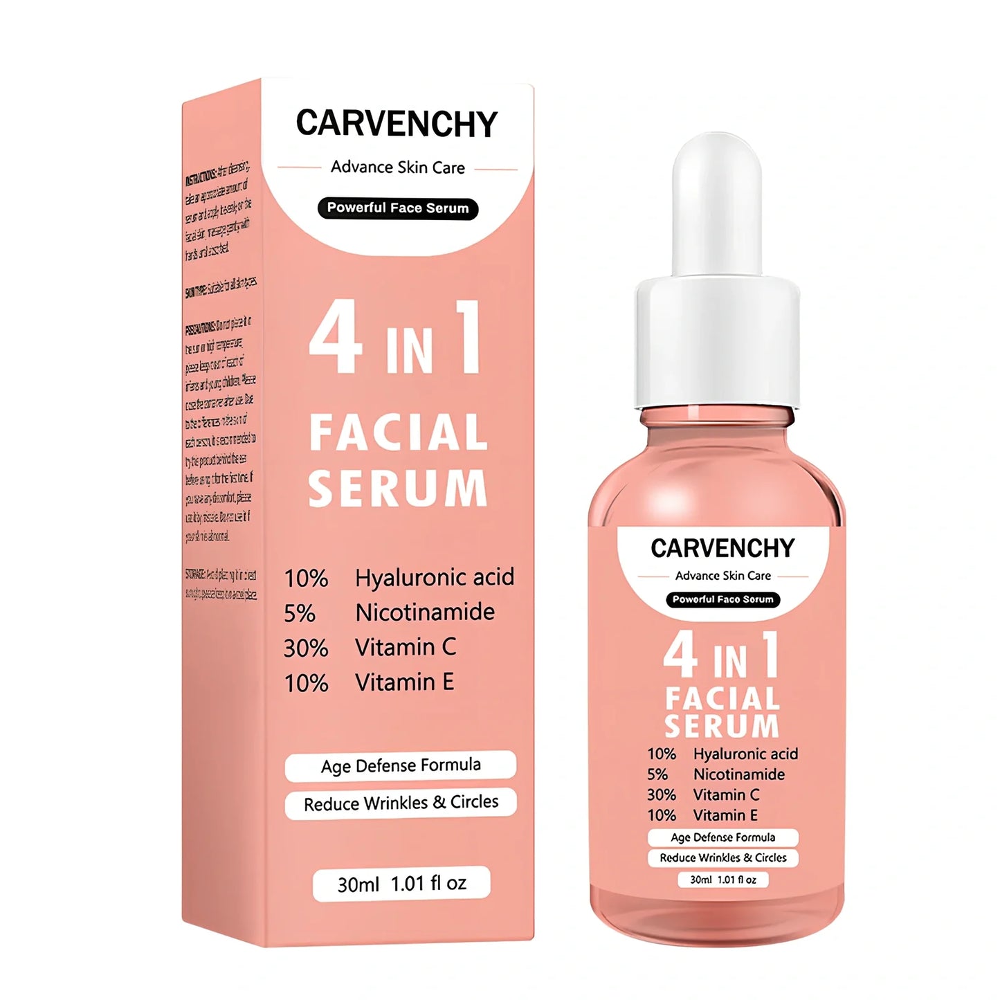 Advance Skin Care 4-in-1 facial serum bottle, 30ml universal essence for all skin types with dropper