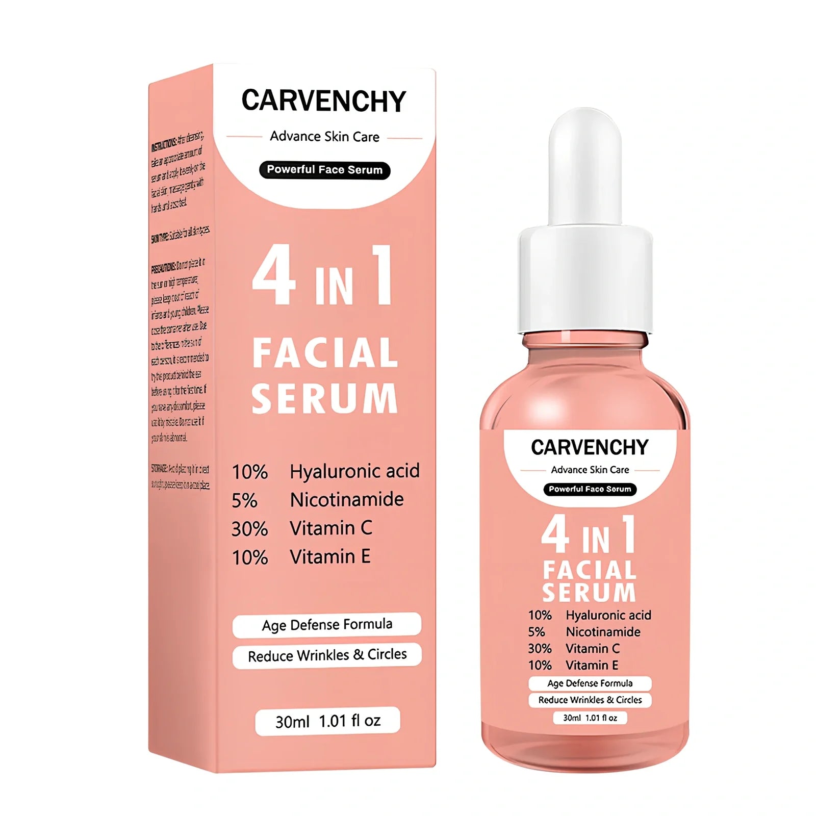 Advance Skin Care 4-in-1 facial serum bottle, 30ml universal essence for all skin types with dropper