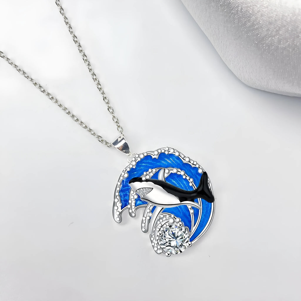 HAILANG women's shark pendant necklace with cross chain design and adjustable length