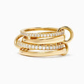 S925 sterling silver four-ring buckle row ring with inlaid zircon in 18k gold colour, unisex minimalist style