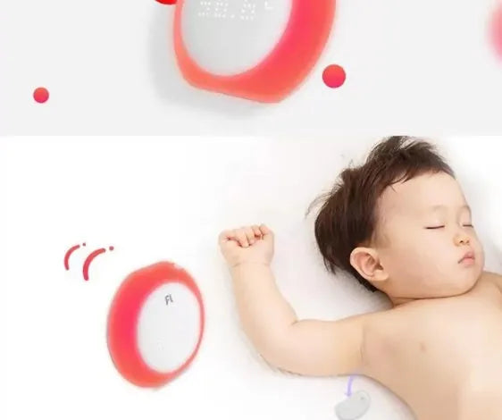 Smart body temperature sticker for children with LED display and white ABS storage box