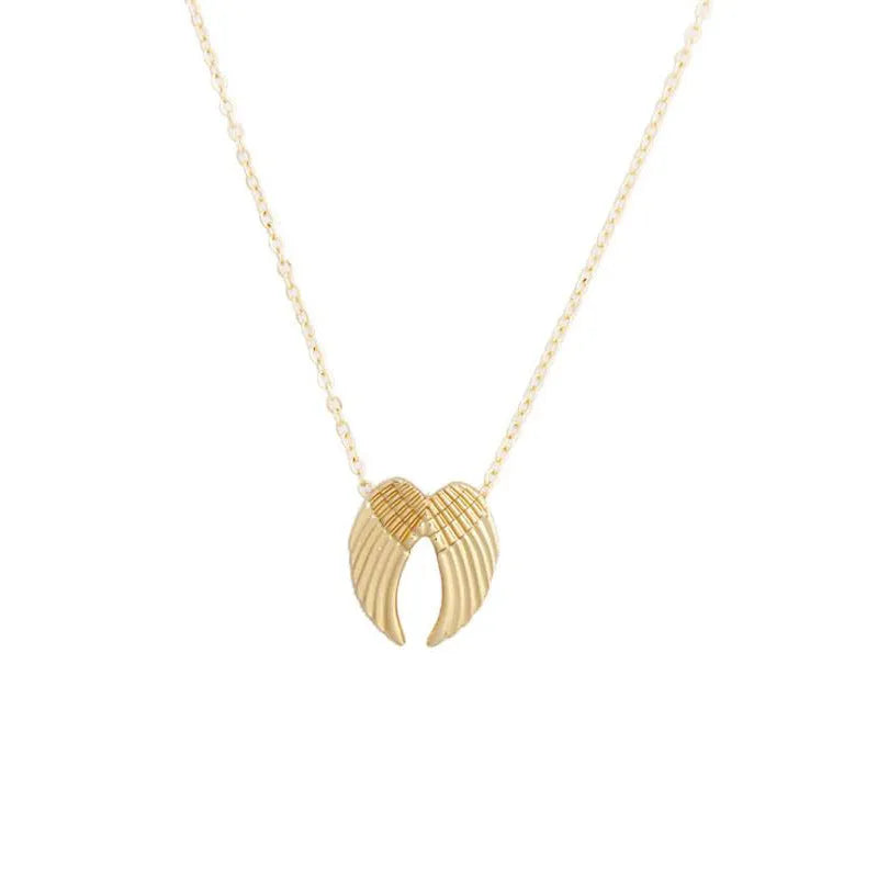 Angel Wings pendant necklace in gold alloy with 45cm chain and lobster clasp on card