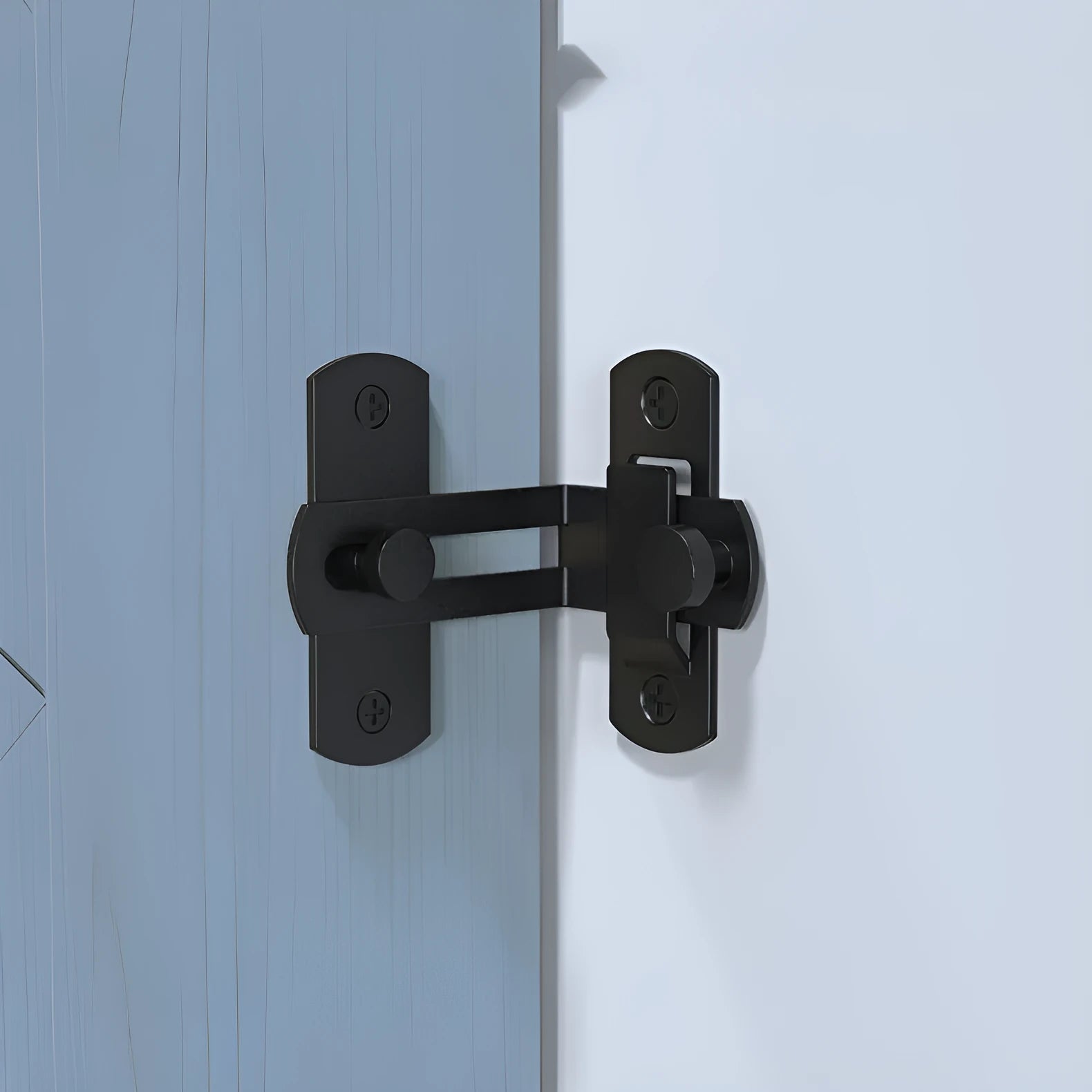 90-degree sliding door lock with flat shackle for warehouse or barn doors