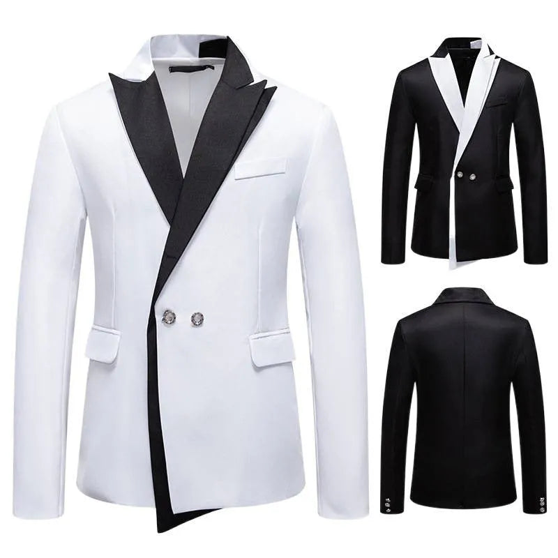 Business slim-fit suit in black for men, with jacket and trousers, polyester blend, large sizes available