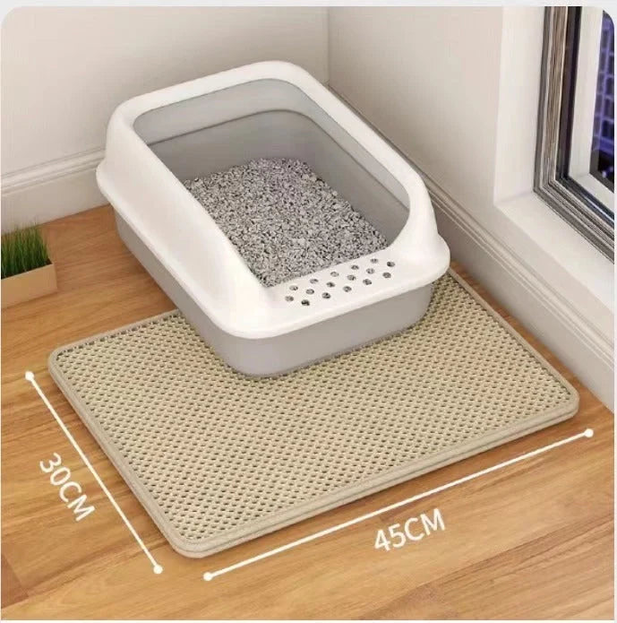 Double layer cat litter mat in various colours and sizes, designed to reduce litter tracking