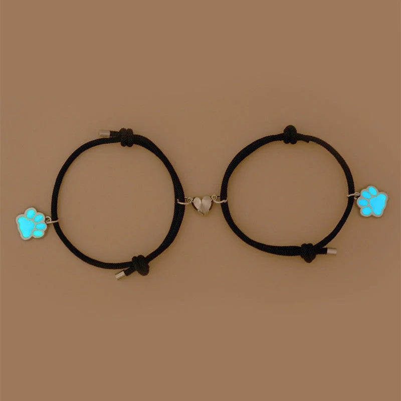 Adjustable luminous dog claw pendant bracelet with magnetic buckle in green and blue