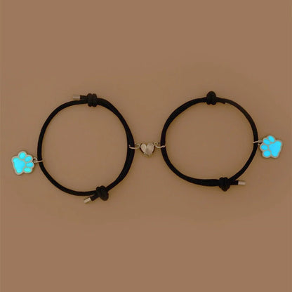 Adjustable luminous dog claw pendant bracelet with magnetic buckle in green and blue