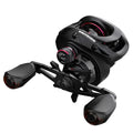 Drip wheel fishing reel with rocking wheel line guide, showing left and right-handed wheel options.