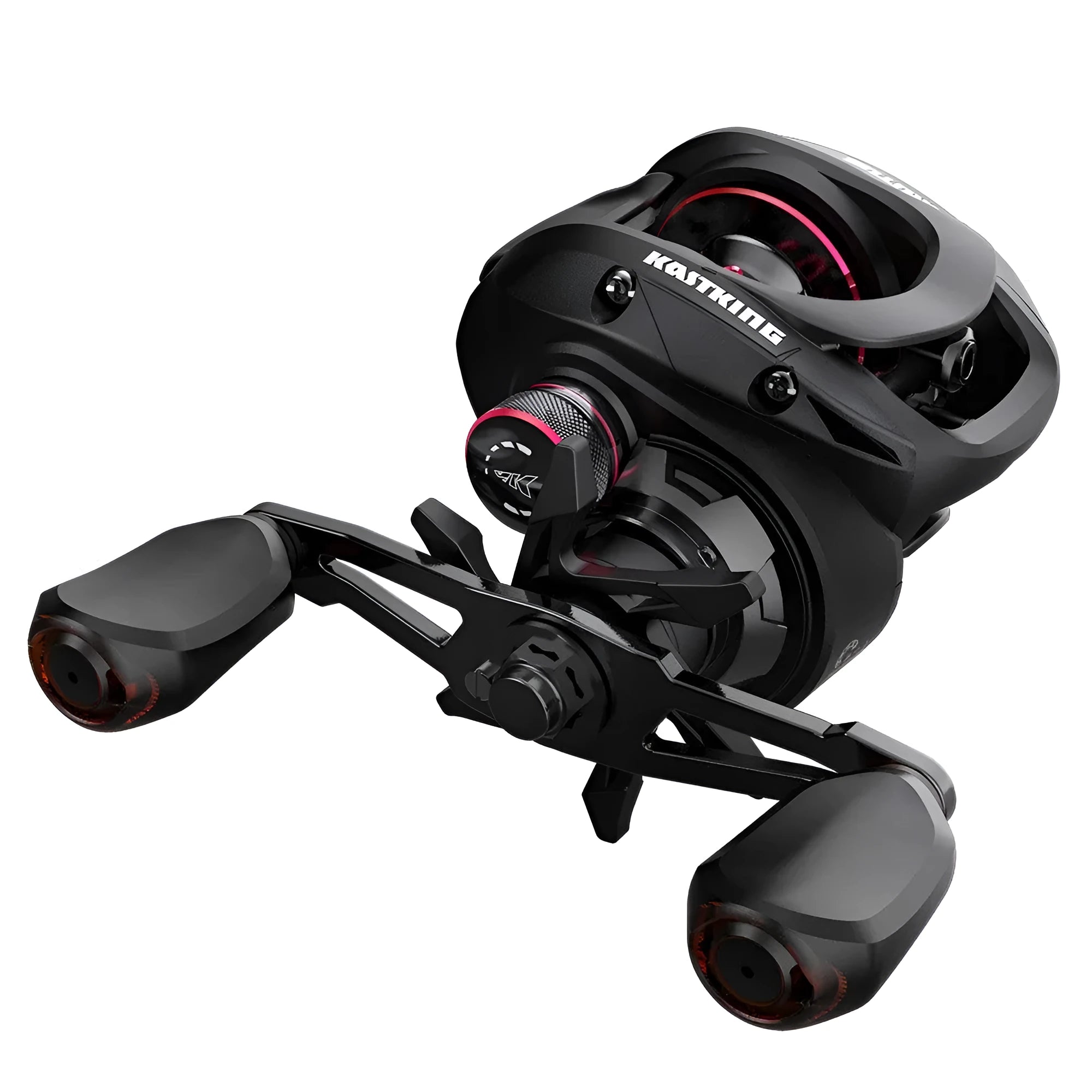 Drip wheel fishing reel with rocking wheel line guide, showing left and right-handed wheel options.