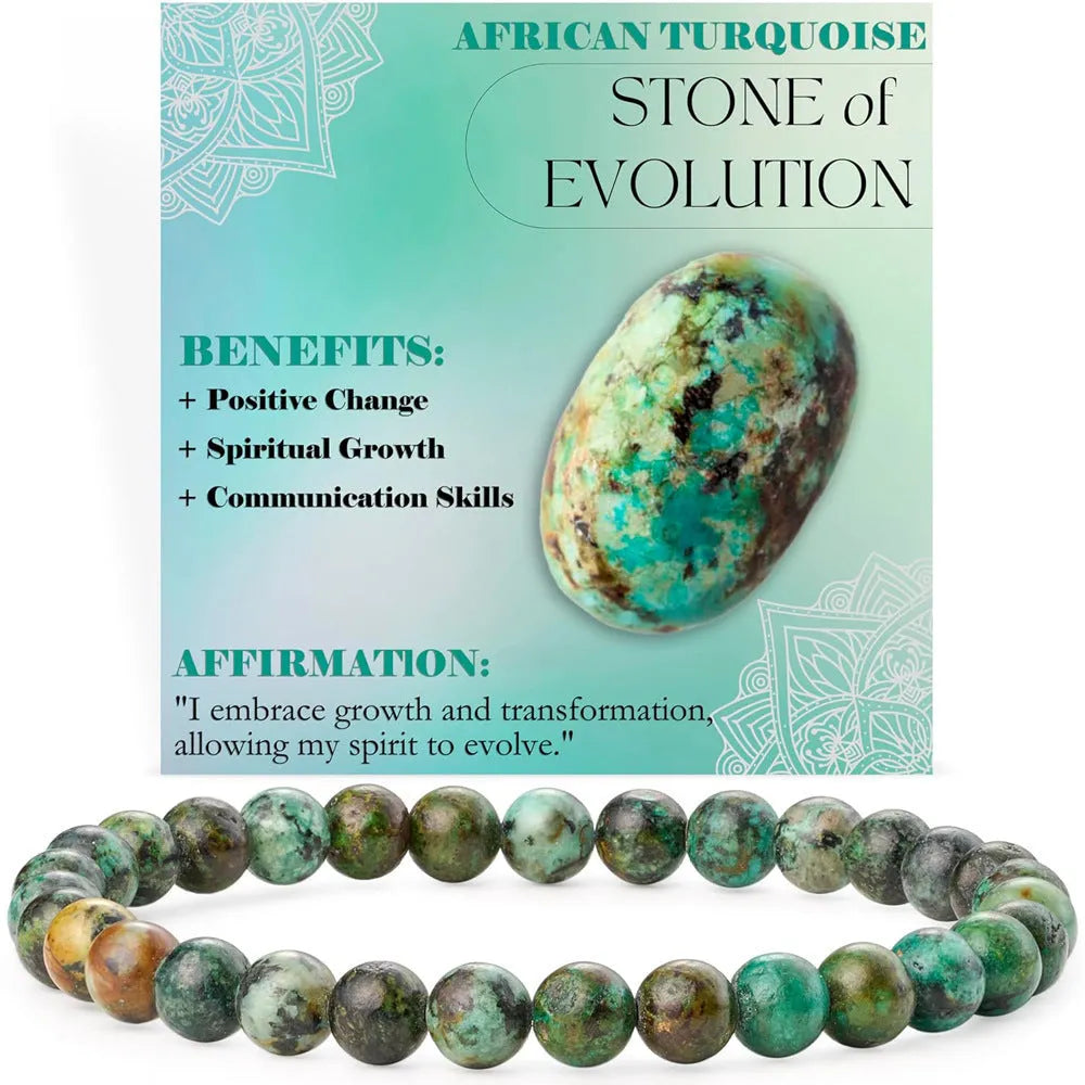 6mm natural stone geometric bracelet in African pine colour with manual processing and ornamental inlays