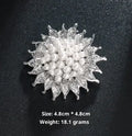Minimalist pearl floral brooch with diamond flower detail in alloy, sweet and cool style, available in multiple colours