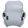 Universal ABS plastic motorcycle windshield in smoke grey with handlebar clamps