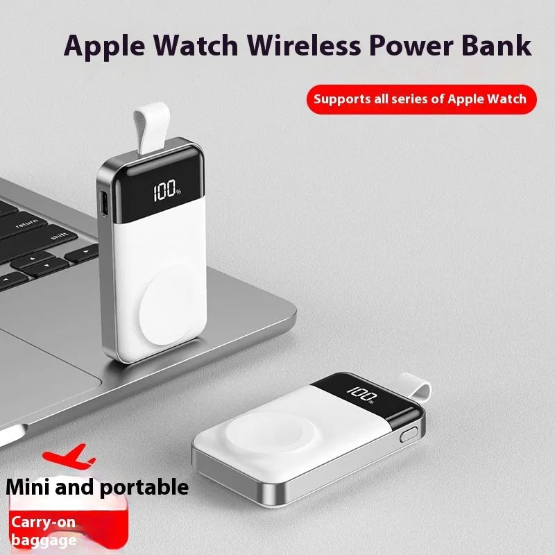 Silver mini portable magnetic power bank with digital display and 2000 mAh capacity