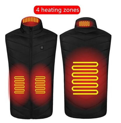 USB charging heated vest with adjustable heating zones for outdoor sports