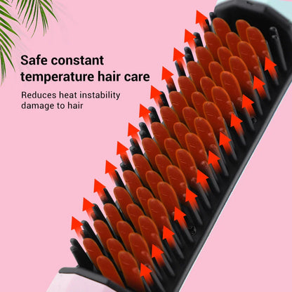 Cordless hair straightening brush with 360-degree anti-scald design, rapid 30-second heating, and long-lasting 40-minute battery life