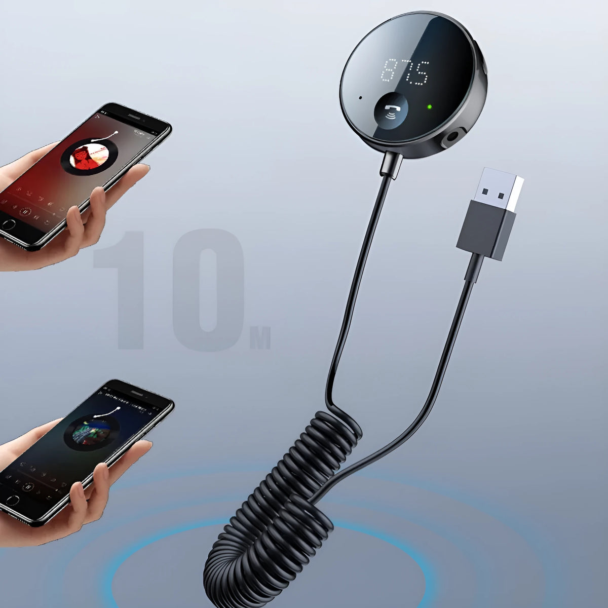 Hands-free call receiver vehicular Bluetooth MP3 player with 1.1 inch display and USB power for car use