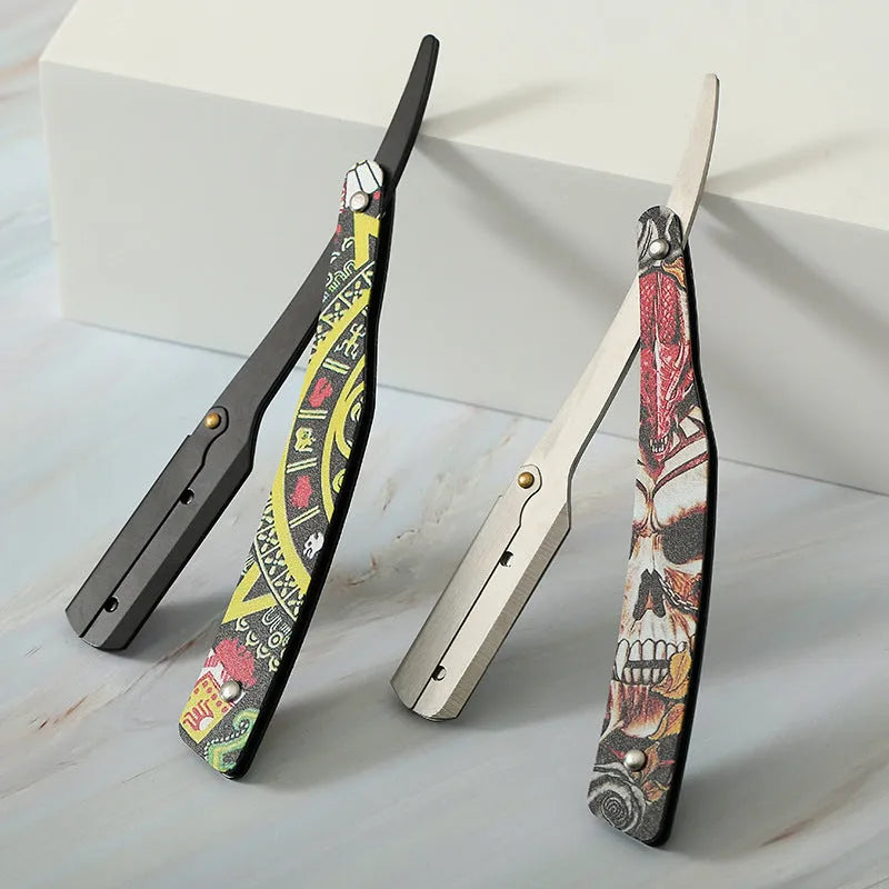 Clown Skull manual pogonotomy shaver with 74-blade and four colour pattern options